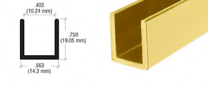 CRL Brite Gold Anodized Frameless Shower Door Aluminum Deep U-Channel for 3/8
