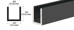 CRL Matte Black Frameless Shower Door Aluminum Deep U-Channel for 3/8