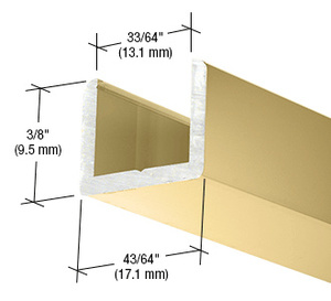 CRL Brite Gold Anodized Frameless Shower Door Aluminum Regular U-Channel for 1/2