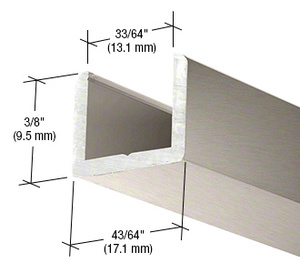 CRL Brushed Nickel Frameless Shower Door Aluminum Regular U-Channel for 1/2