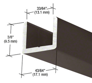 CRL Oil Rubbed Bronze Frameless Shower Door Aluminum Regular U-Channel for 1/2